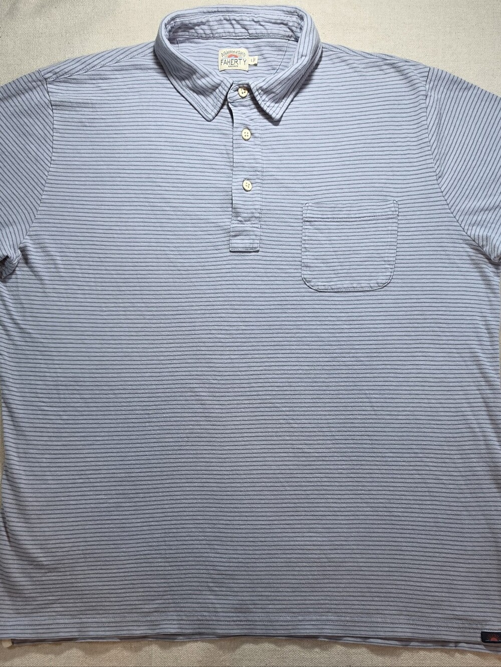 Faherty Men’s Pale Blue Narrow-Striped Polo
